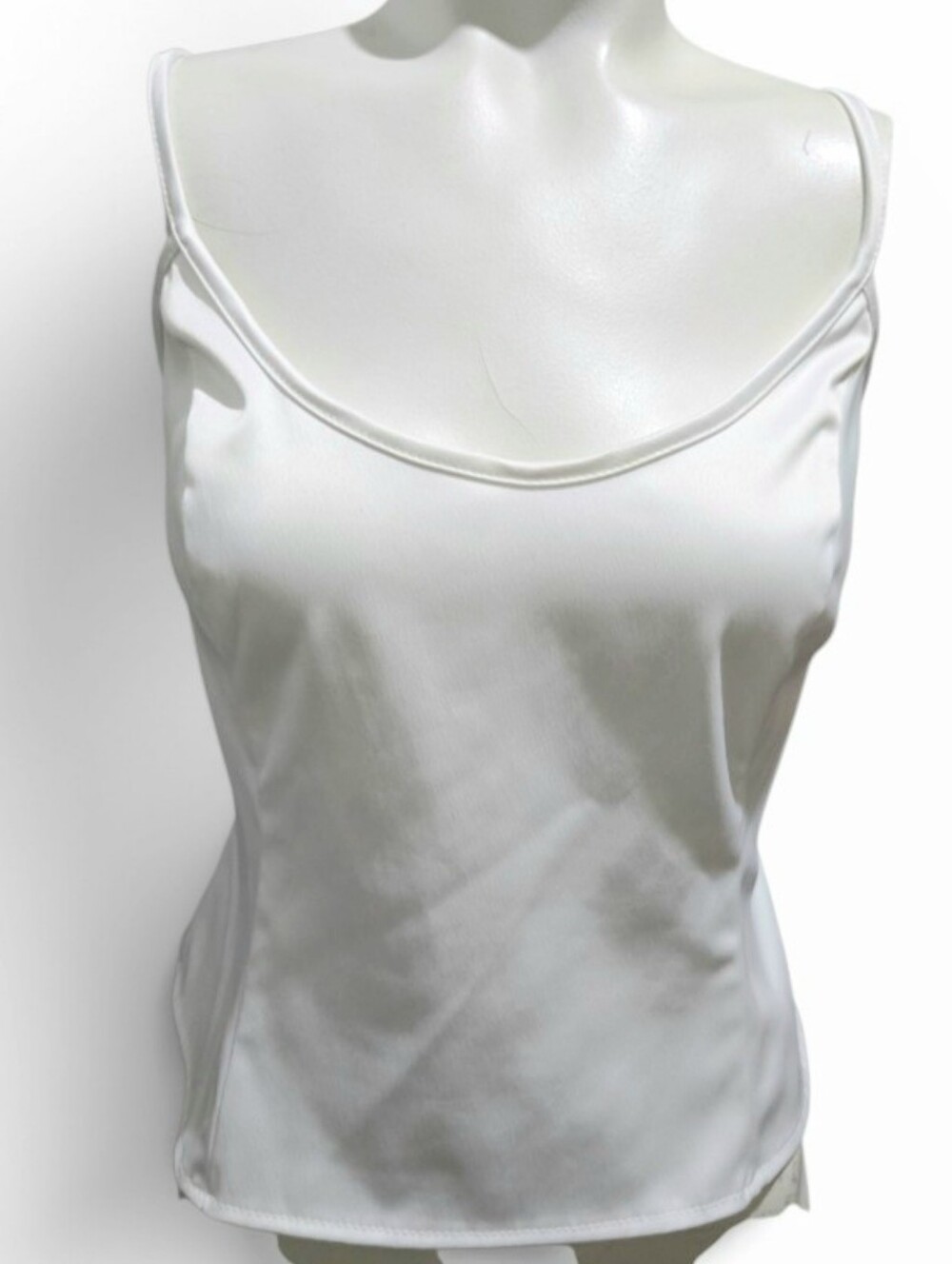JS Collections White Satin Scoop Neck Camisole Side Zip
